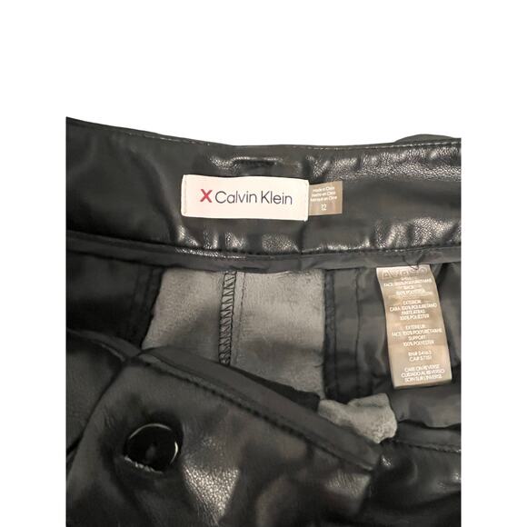 Calvin Klein Women's Black Faux Leather Shorts - Picture 4 of 5